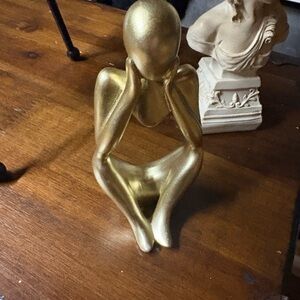 Gold Abstract Thinker Sculpture